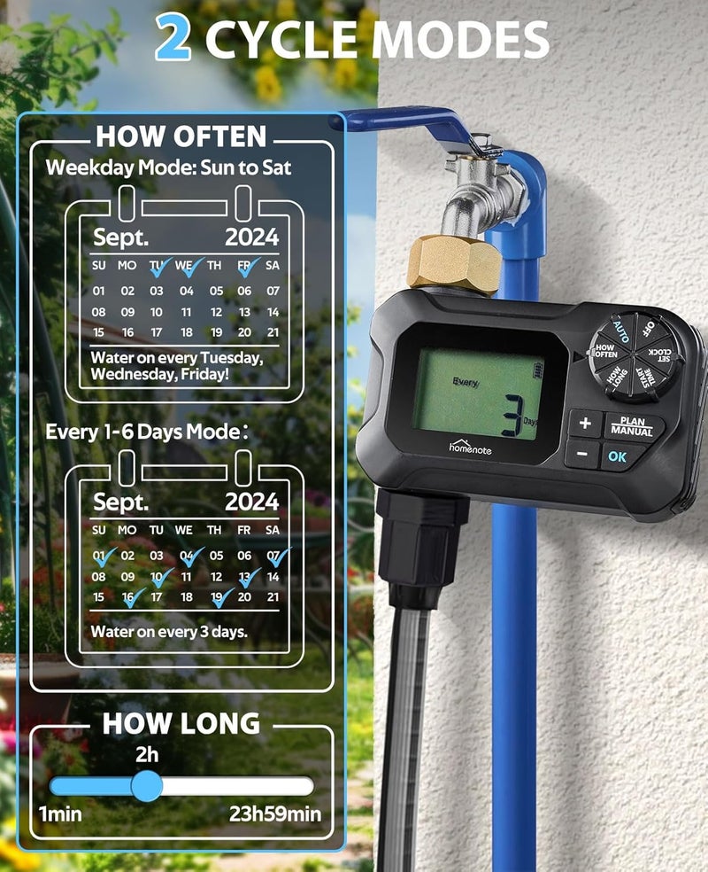 homenote نظام تبريد رذاذ تلقائي مع مؤقت، خط رذاذ بطول 46 قدم، 10 فوهات نحاسية، ومحول نحاسي 3/4 بوصة لتبريد الفناء وسقي الحدائق - Image 4